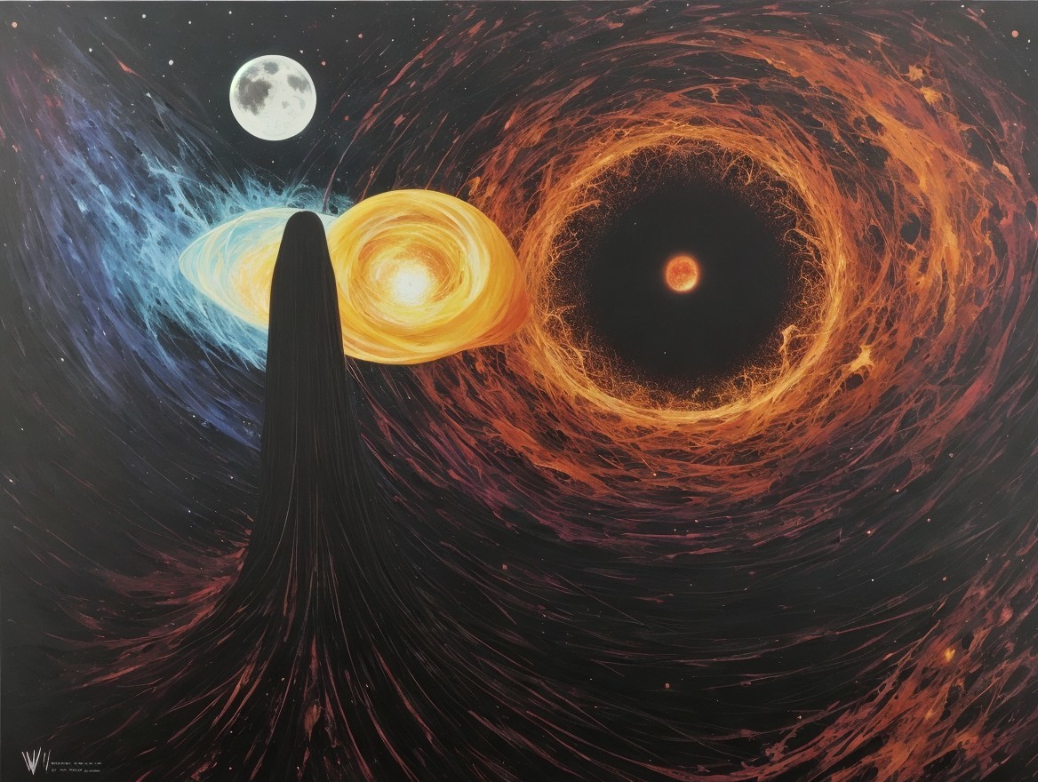 Cosmic Scene with Nebula and Celestial Bodies