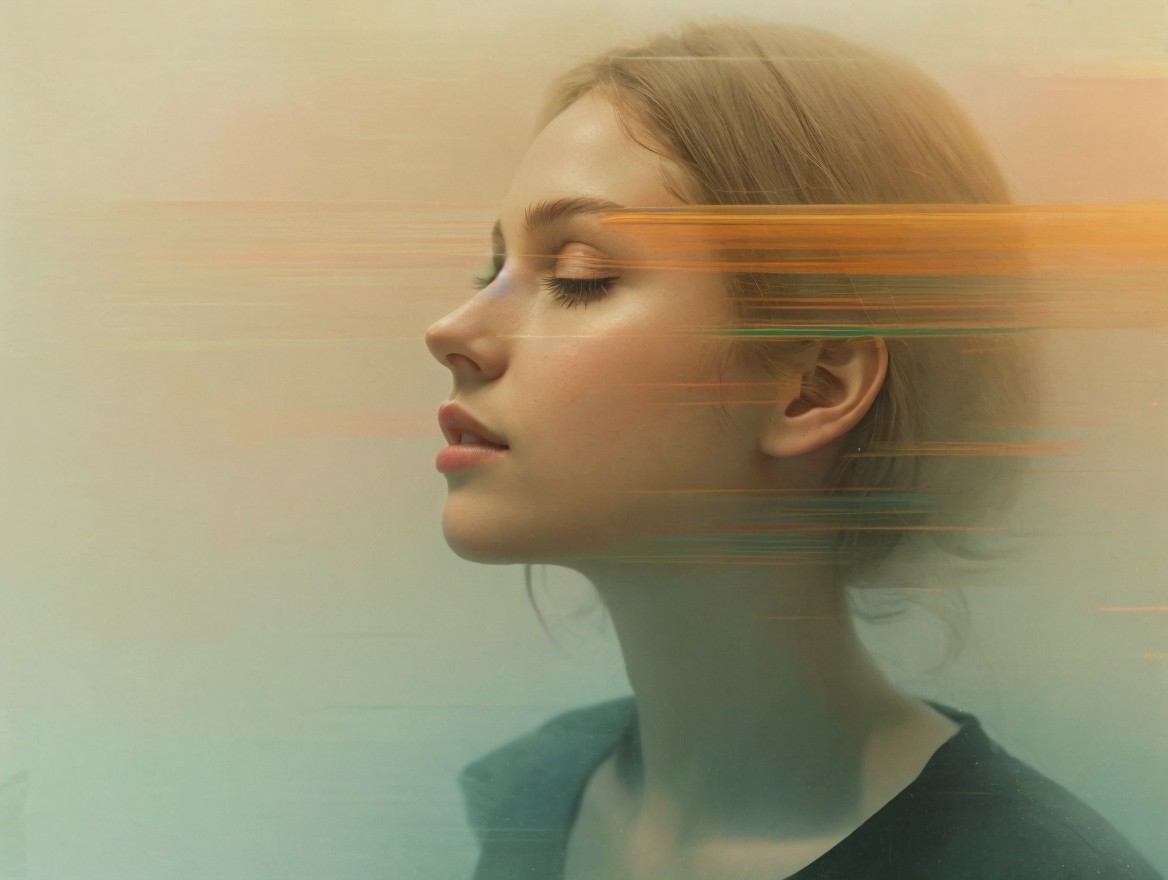 Serene Profile of a Young Woman in Dreamy Atmosphere