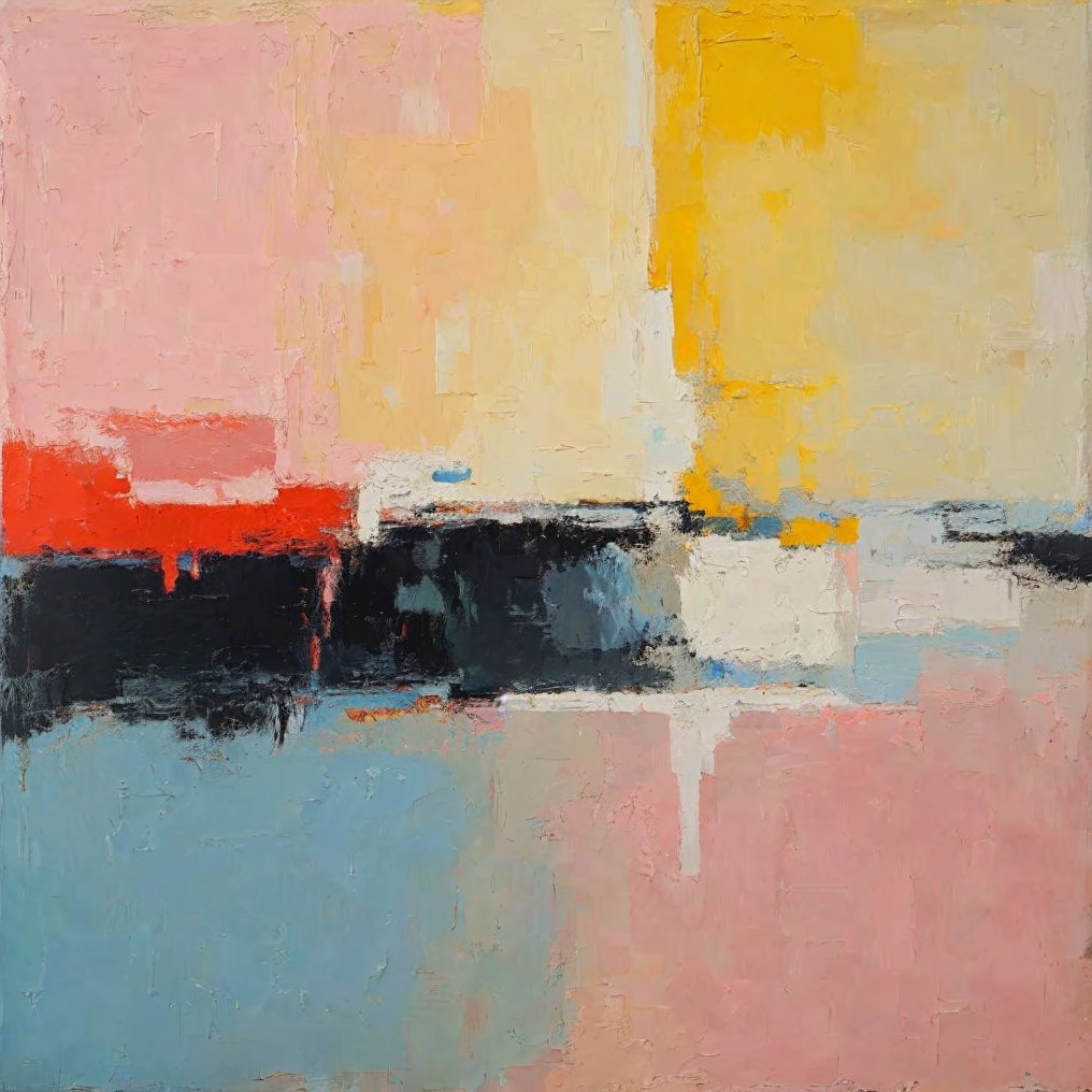 Abstract Composition with Bold Colors and Texture