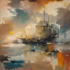 Tall Ship with Sails Under Dramatic Sky Reflection