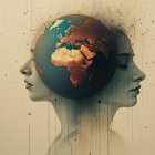 Colorful Abstract Human Profile with Earthy Background