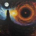 Cosmic Scene with Nebula and Celestial Bodies