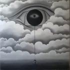 Surreal Monochromatic Landscape with Black Sun and House