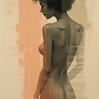 Silhouette of a Woman in Muted Tones and Abstract Background