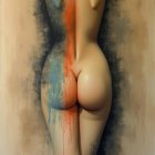 Stylized Female Torso with Vibrant Color Streaks