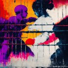 Vibrant Artwork of Two Figures and a Red Ball