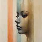 Stylized Female Profile with Textured Background