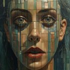 Portrait of a Woman with Geometric Fragmentation