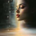 Woman's Profile Against Cosmic Backdrop with Galaxies