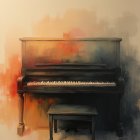 Elegant Grand Piano with Vintage Detailing and Bench