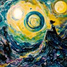 Ethereal Figures in a Cosmic Landscape with Galaxies