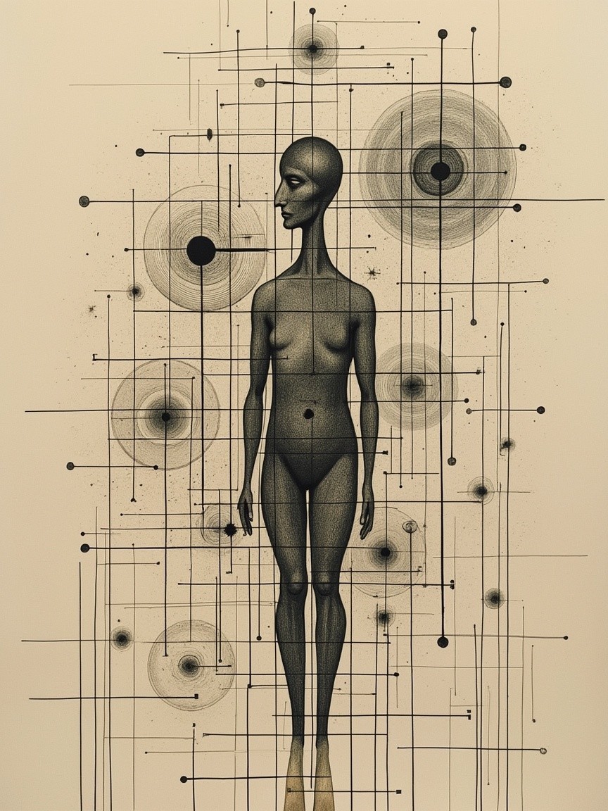 Abstract Figure with Geometric Shapes and Patterns