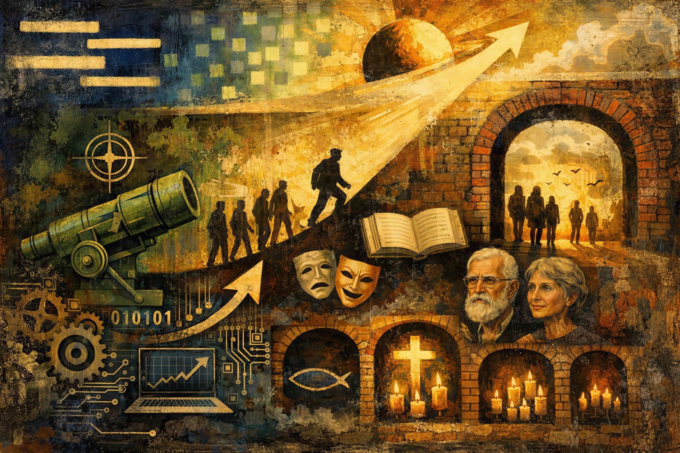 Digital Painting of Humanity's Journey and Knowledge