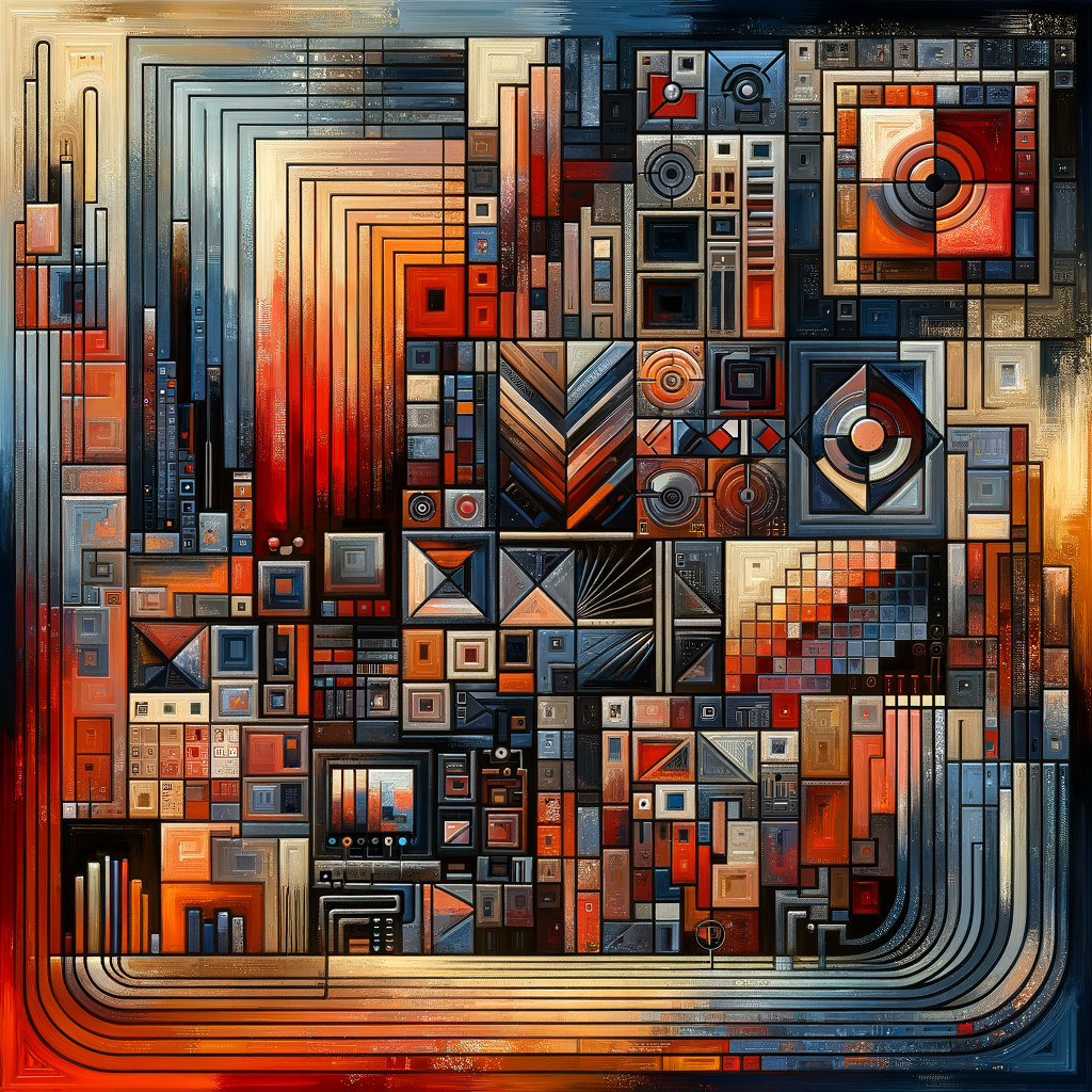 Intricate Abstract Composition with Geometric Shapes