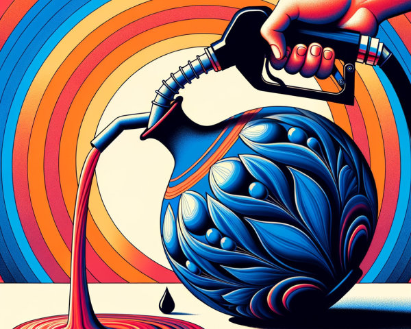 Illustration of a hand pouring liquid into a vase