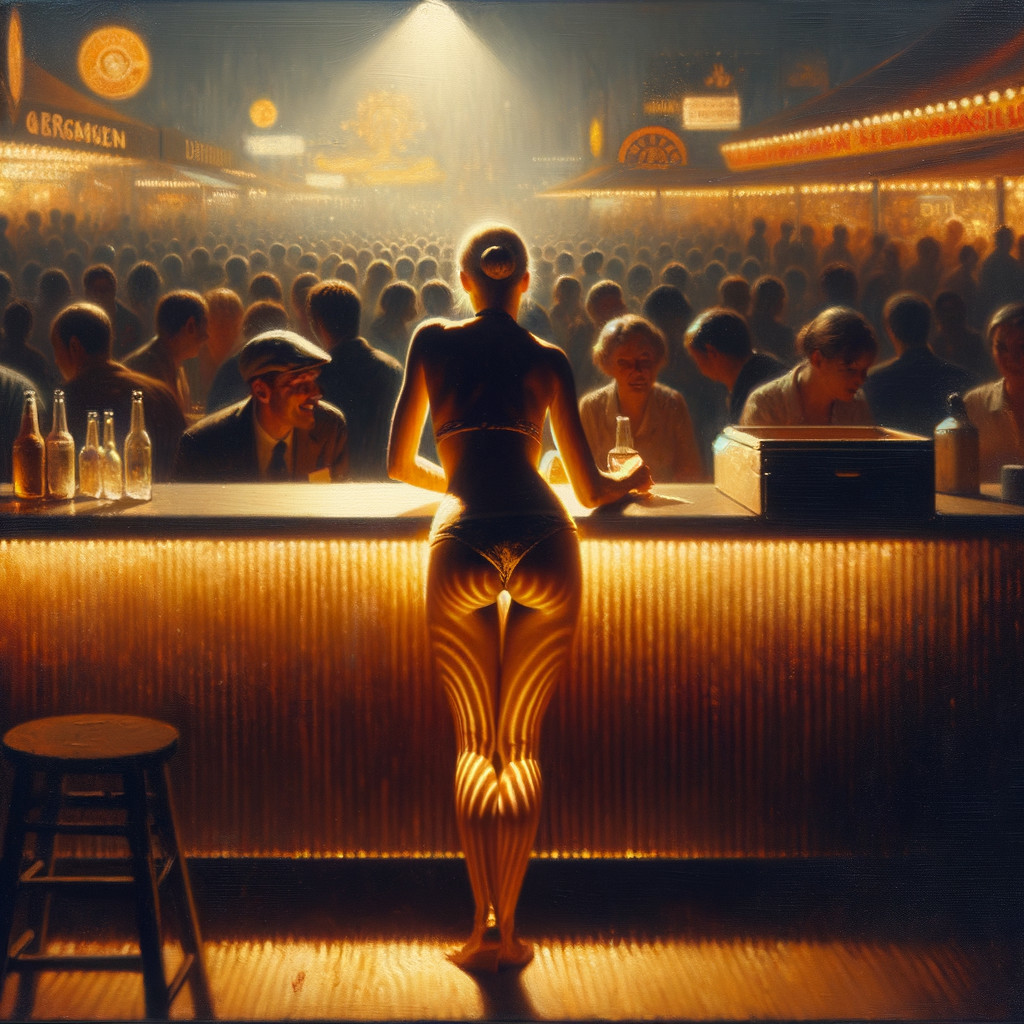 Bar Scene with Vibrant Crowd and Warm Lighting