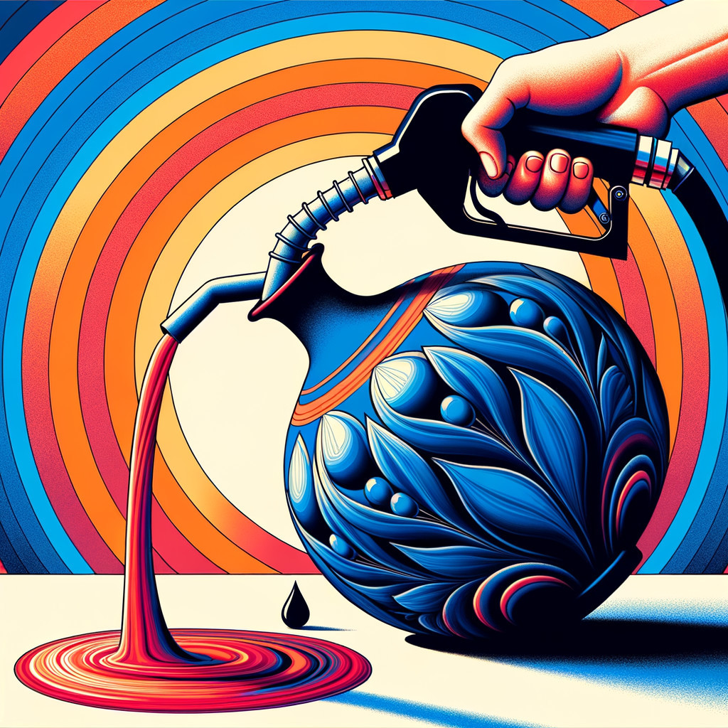 Illustration of a hand pouring liquid into a vase