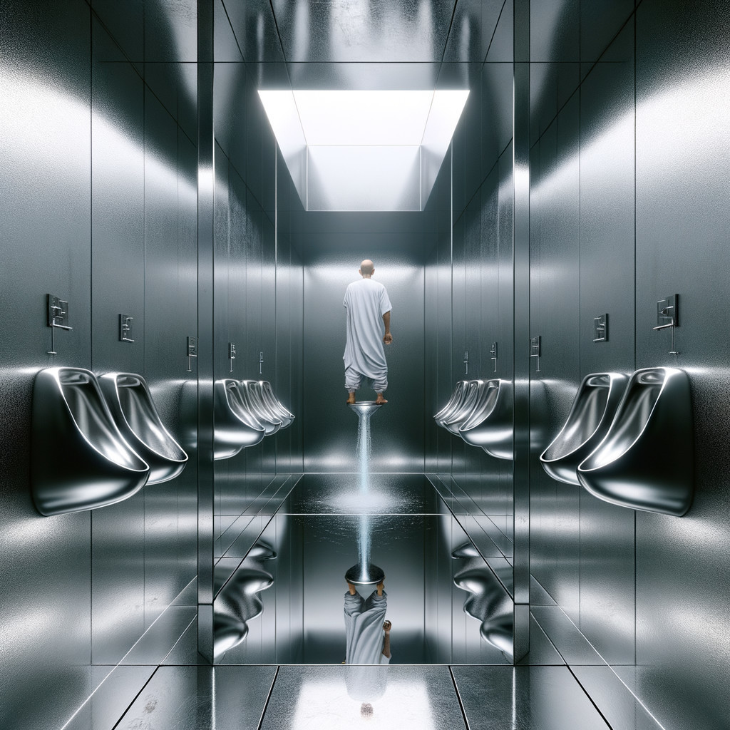 Futuristic Restroom Design with Metallic Features