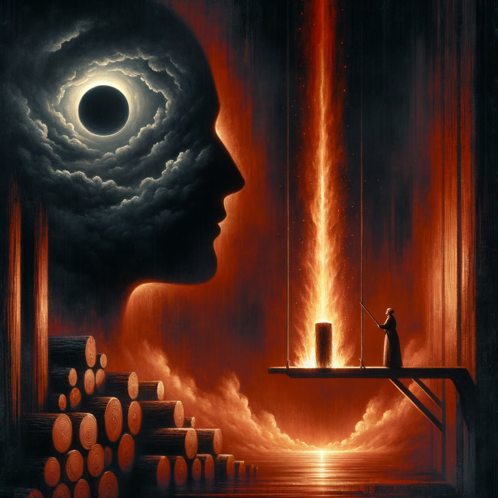 Dramatic Cosmic Scene with Cloud Profile and Figure