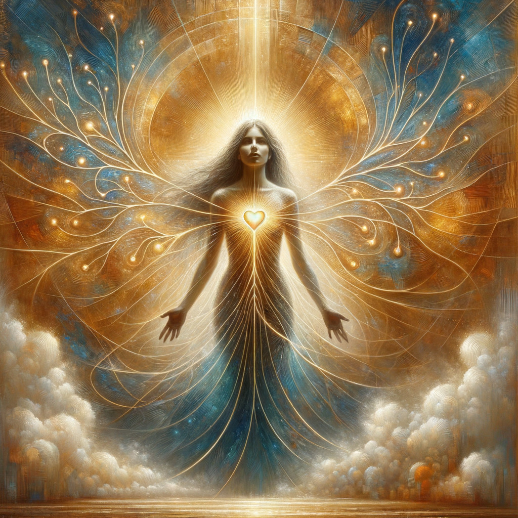 Luminous Figure with Ethereal Patterns and Colors