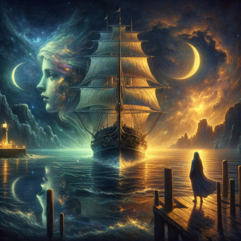 Surreal Ship Sailing Through Dreamlike Seascape