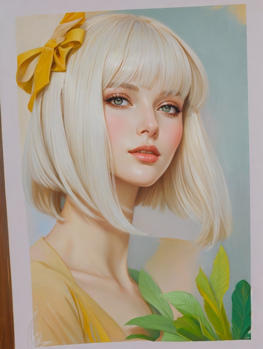 Portrait of a Young Woman with Chic Bob Hairstyle