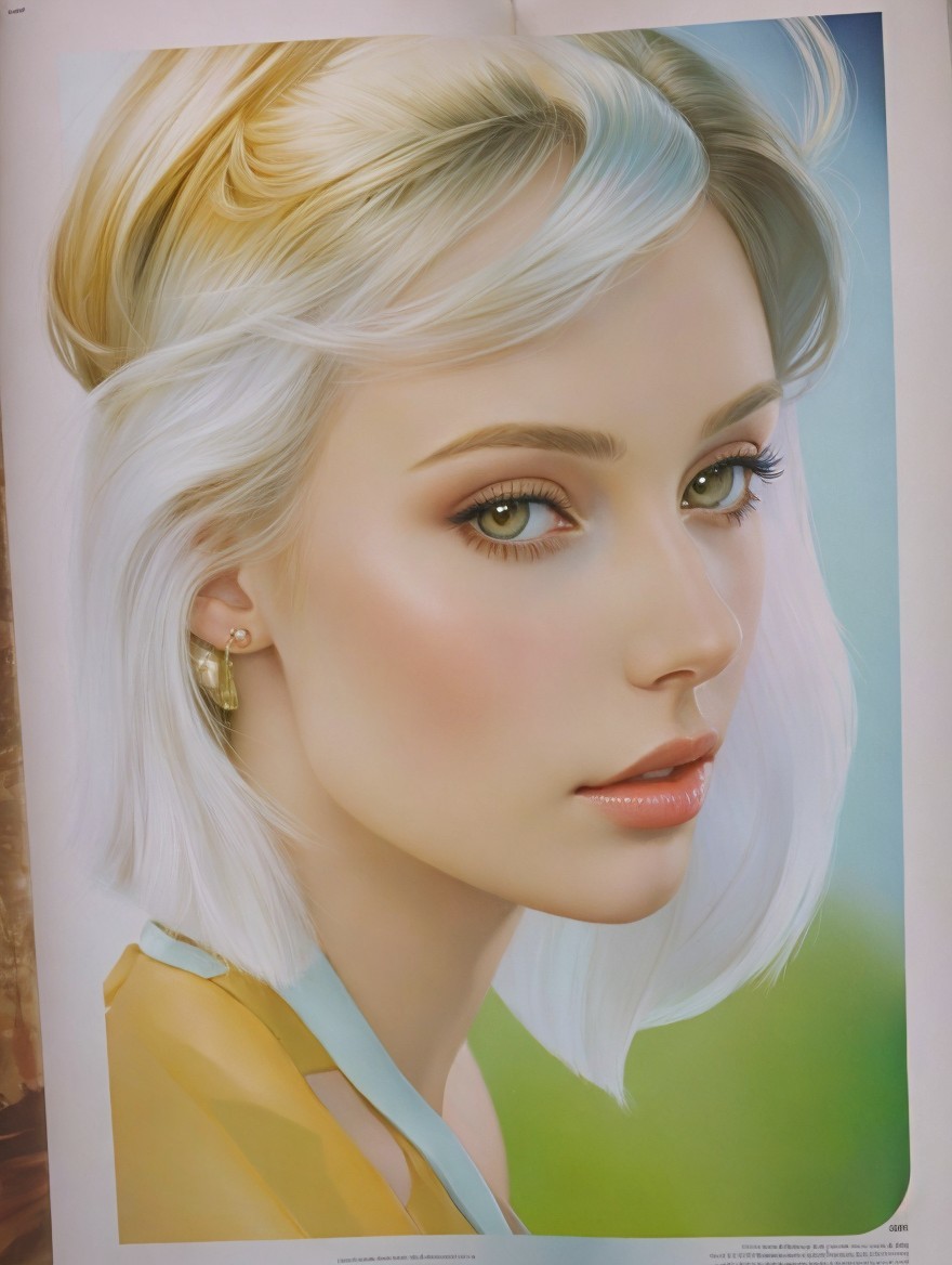 Close-up Portrait of a Young Woman with Platinum Hair