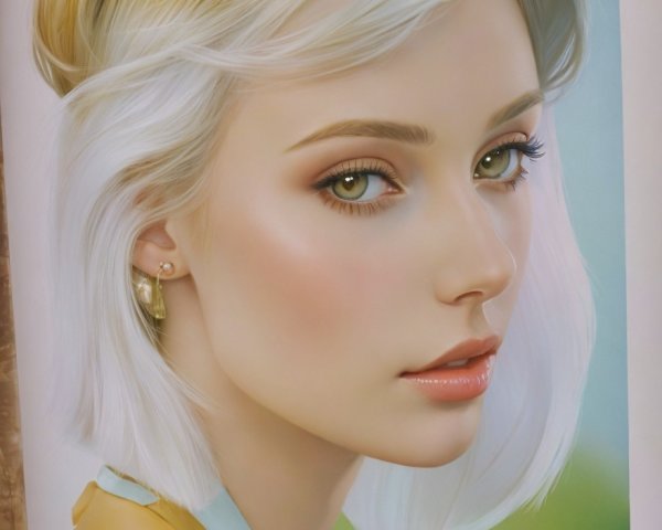 Close-up Portrait of a Young Woman with Platinum Hair