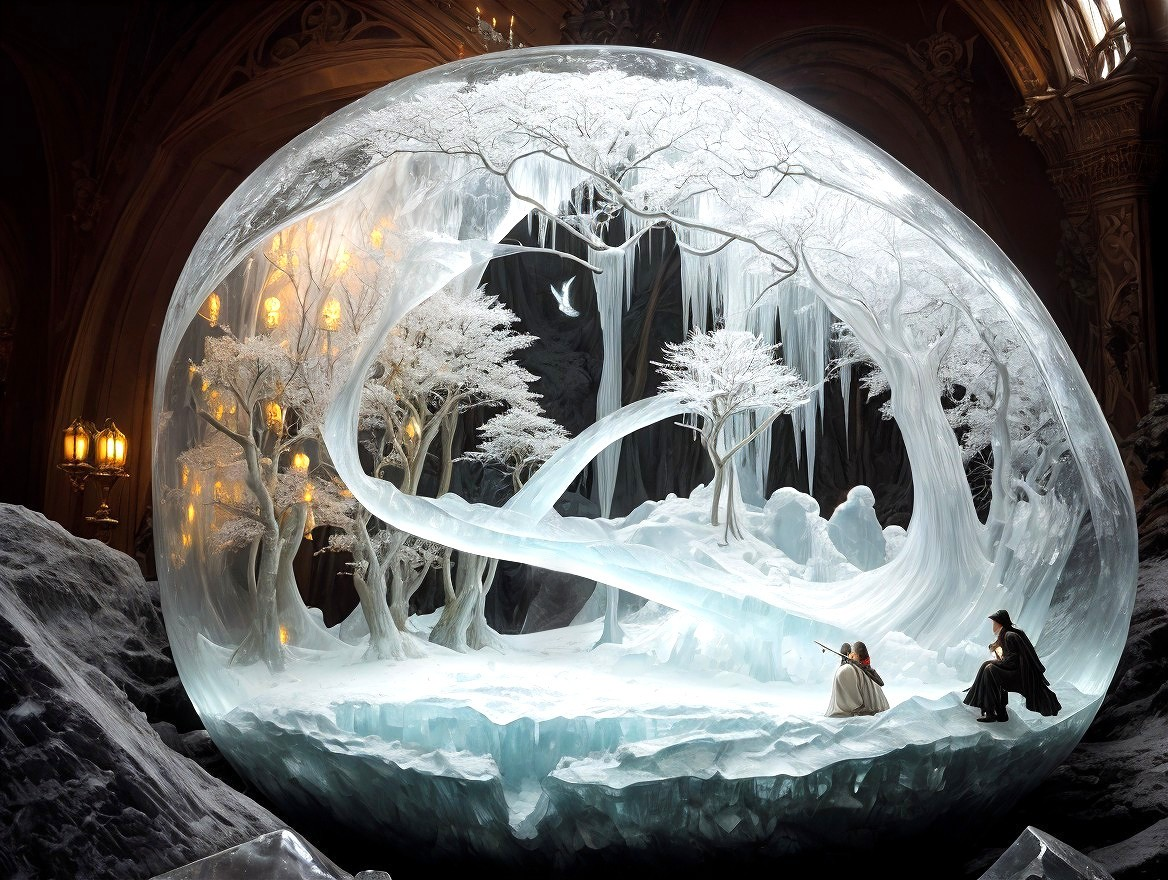 Magical Ice Sculpture in a Winter Wonderland Dome