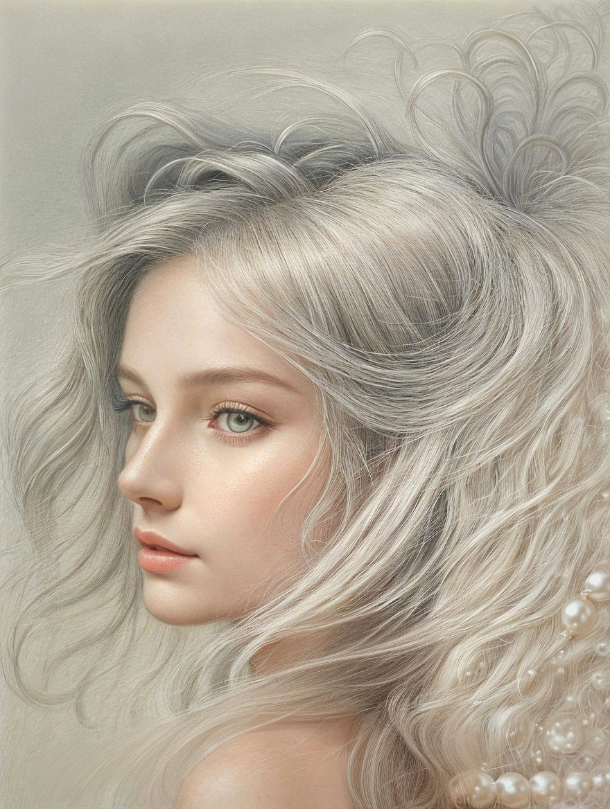 Delicate portrait of a woman with platinum blonde hair