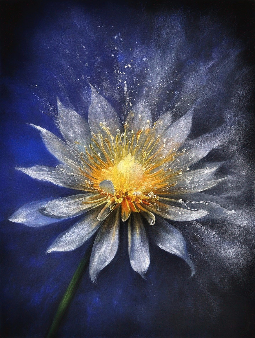 Delicate Flower with White Petals and Golden Stamens