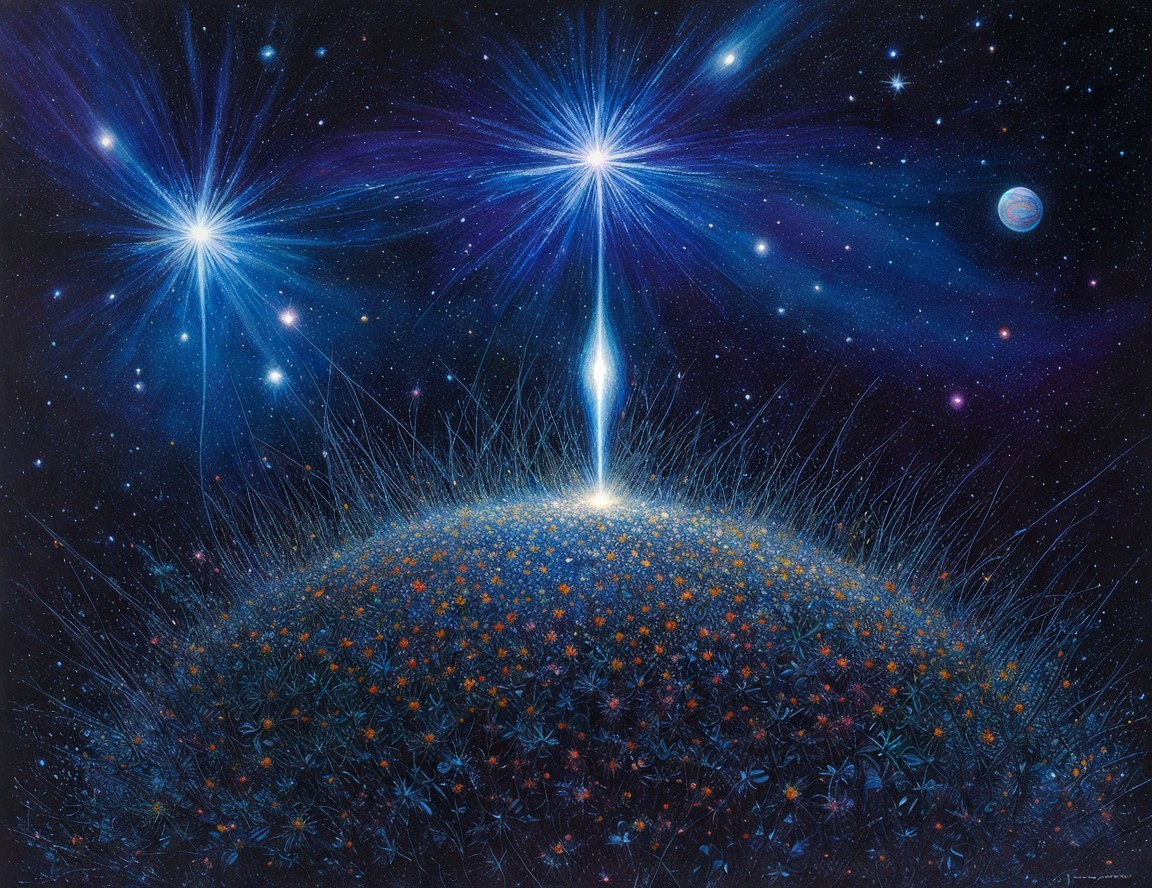 Vibrant Ethereal Landscape with Colorful Flowers