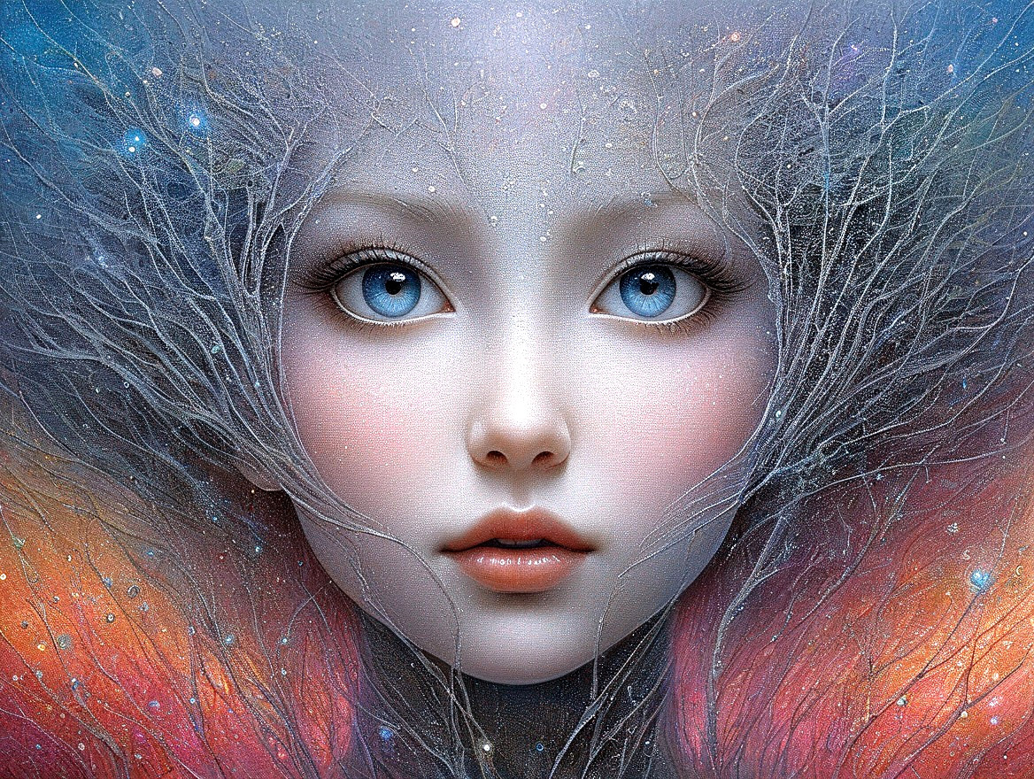Surreal Portrait of a Young Woman in Cosmic Setting