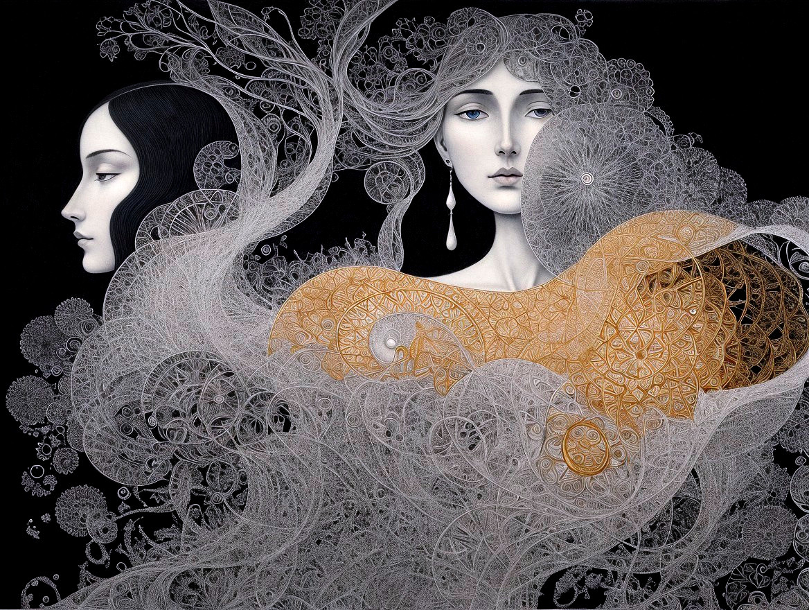 Ethereal Women in Intricate Lacework Patterns