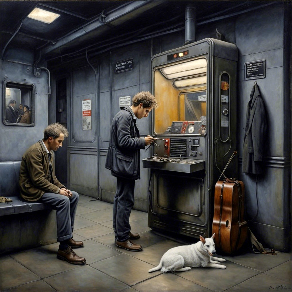 Solitary Subway Station Scene with Vintage Elements