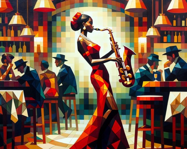 Vibrant Jazz Scene in a Lively Bar Setting