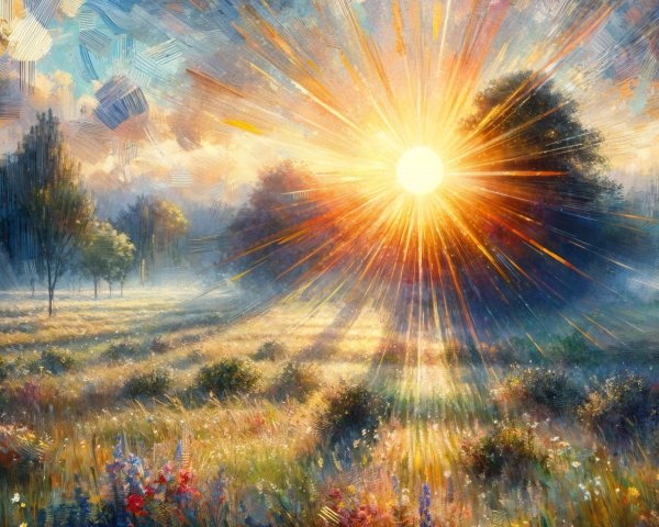 Golden Sunrise Over a Vibrant Wildflower Landscape