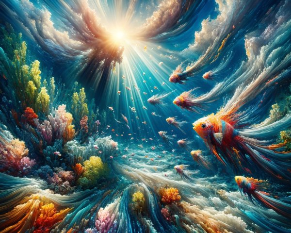 Vibrant Underwater Scene with Coral Reefs and Fish
