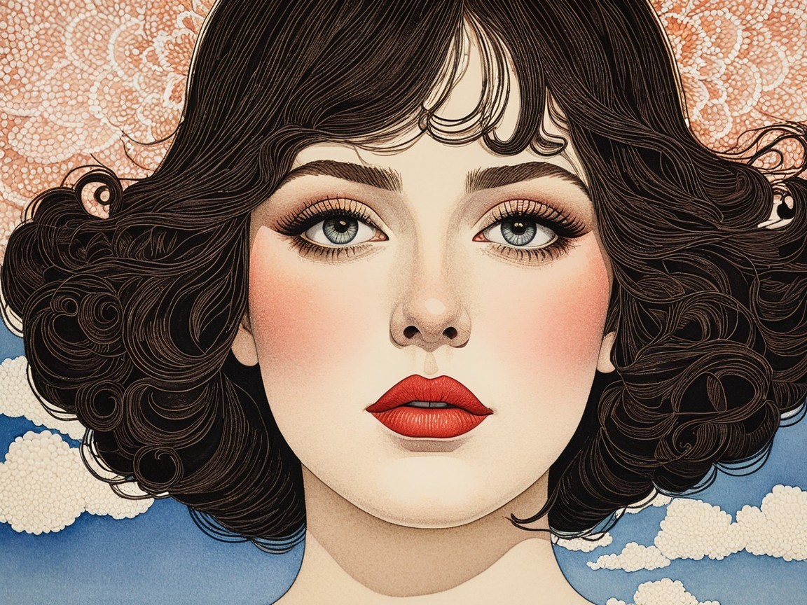 Close-Up Portrait of a Young Woman with Bold Features