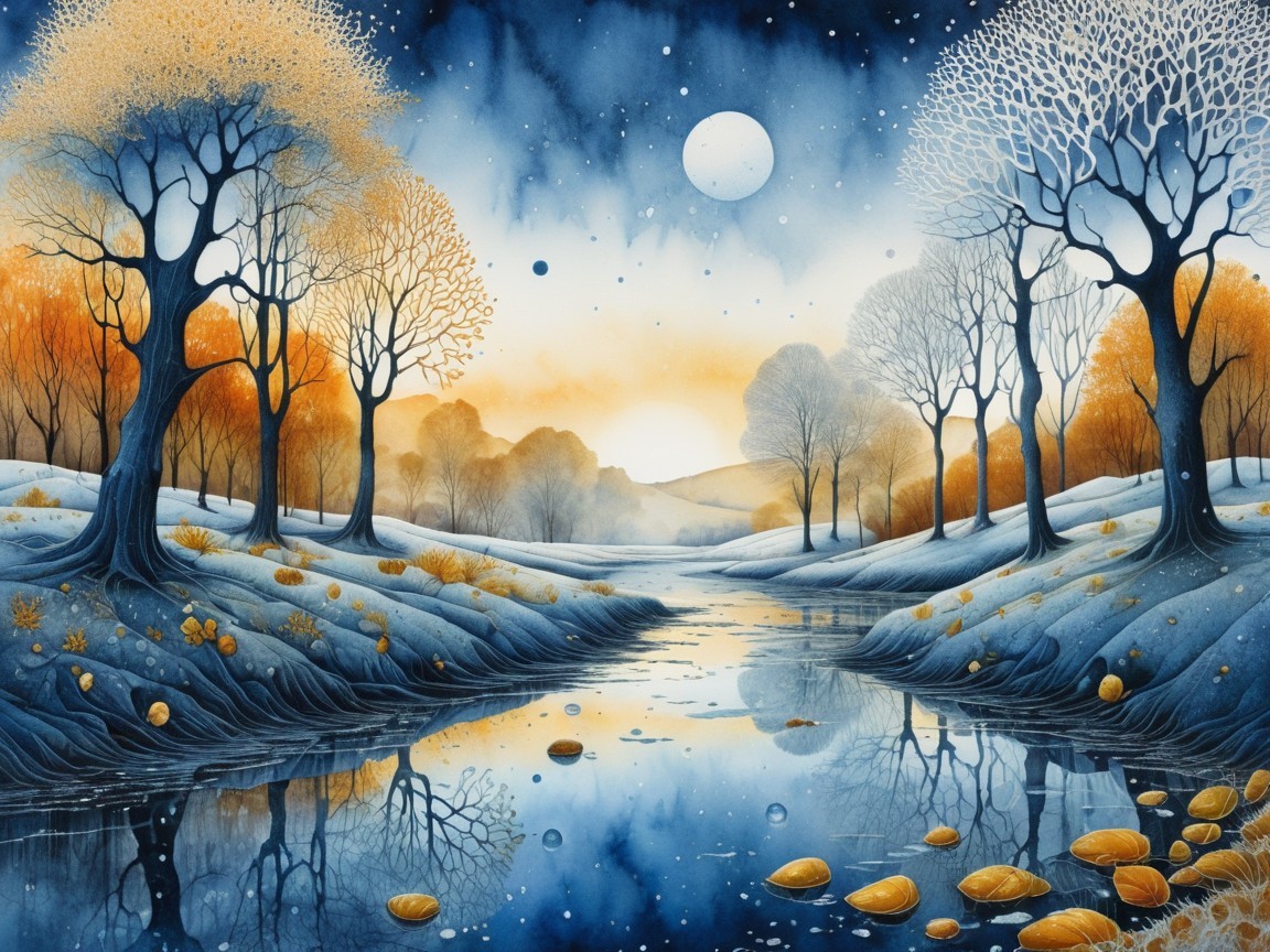 Tranquil River Landscape with Sunset Reflections