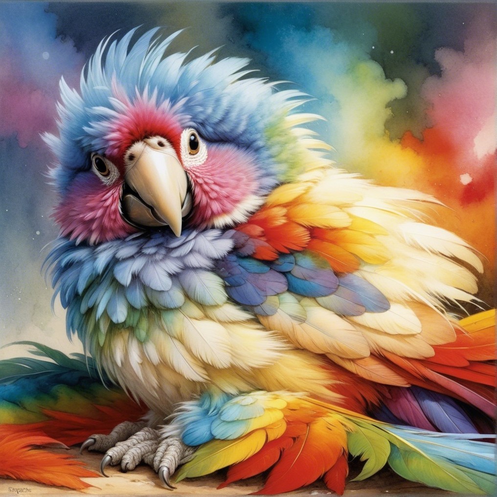 Vibrant Colorful Parrot with Dreamy Background