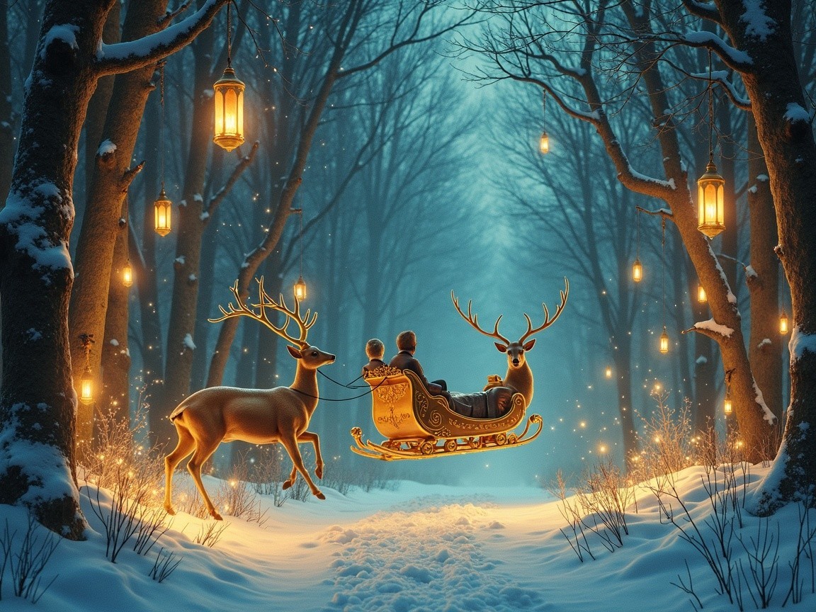 Serene Winter Scene in a Snow-Covered Forest