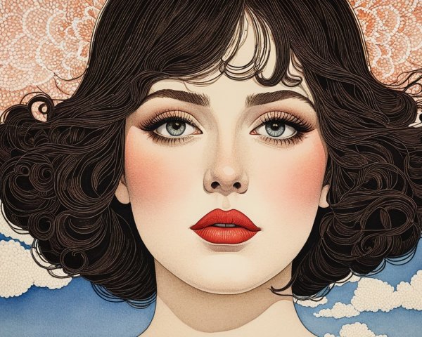 Close-Up Portrait of a Young Woman with Bold Features