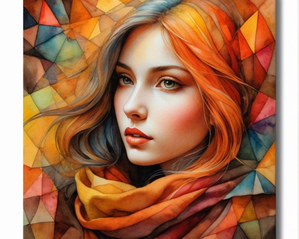 Portrait of a Young Woman with Colorful Hair and Background