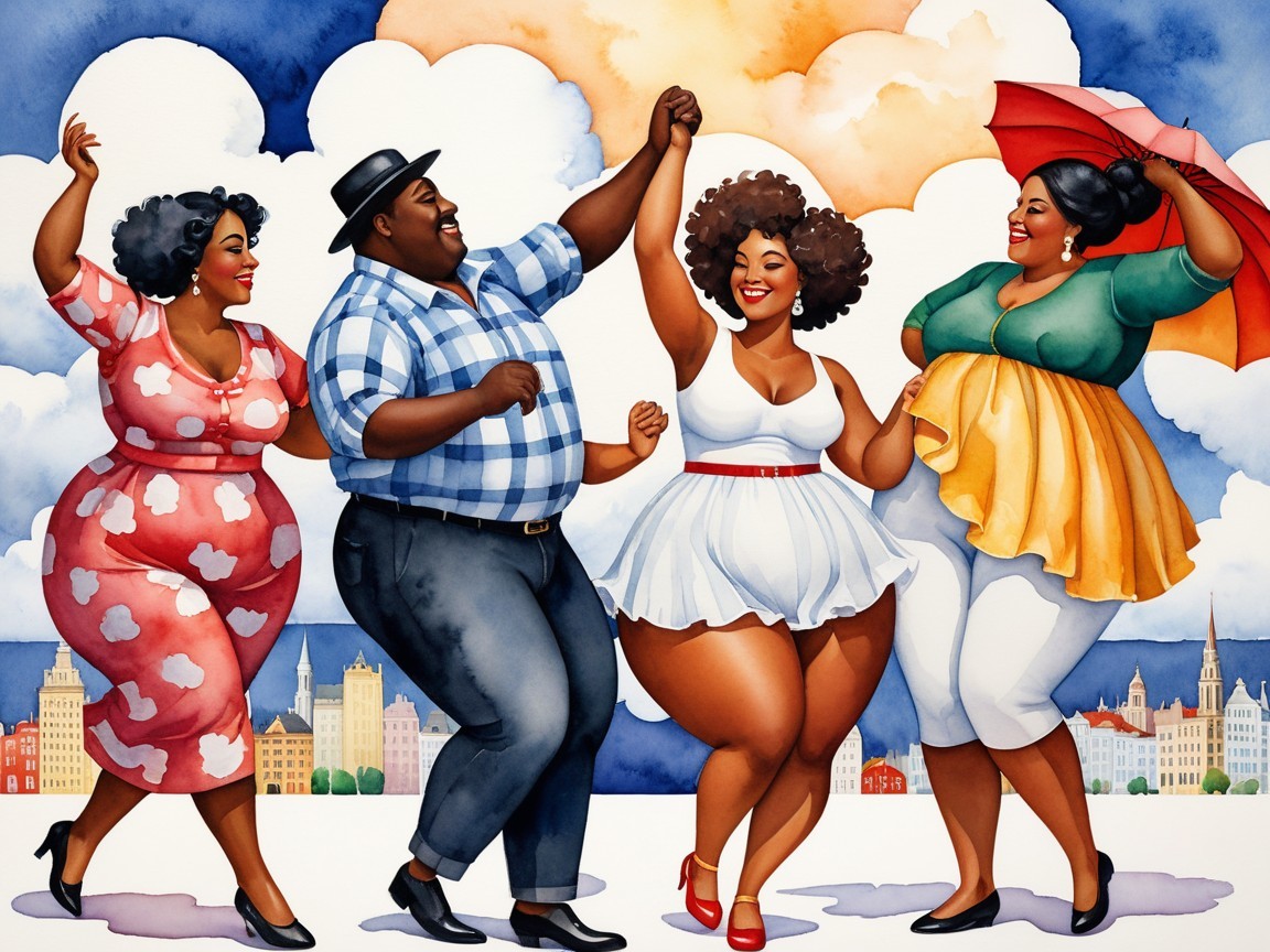 Colorful Illustration of Joyful Dancing Individuals