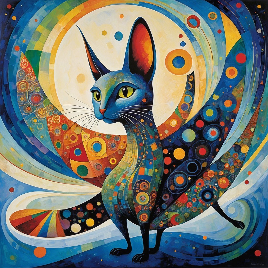 Abstract Cat Illustration with Colorful Background