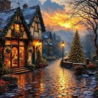 Watercolor Painting of a Venetian Canal at Dusk