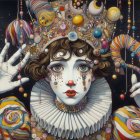 Fantasy Portrait of a Sad Harlequin Clown