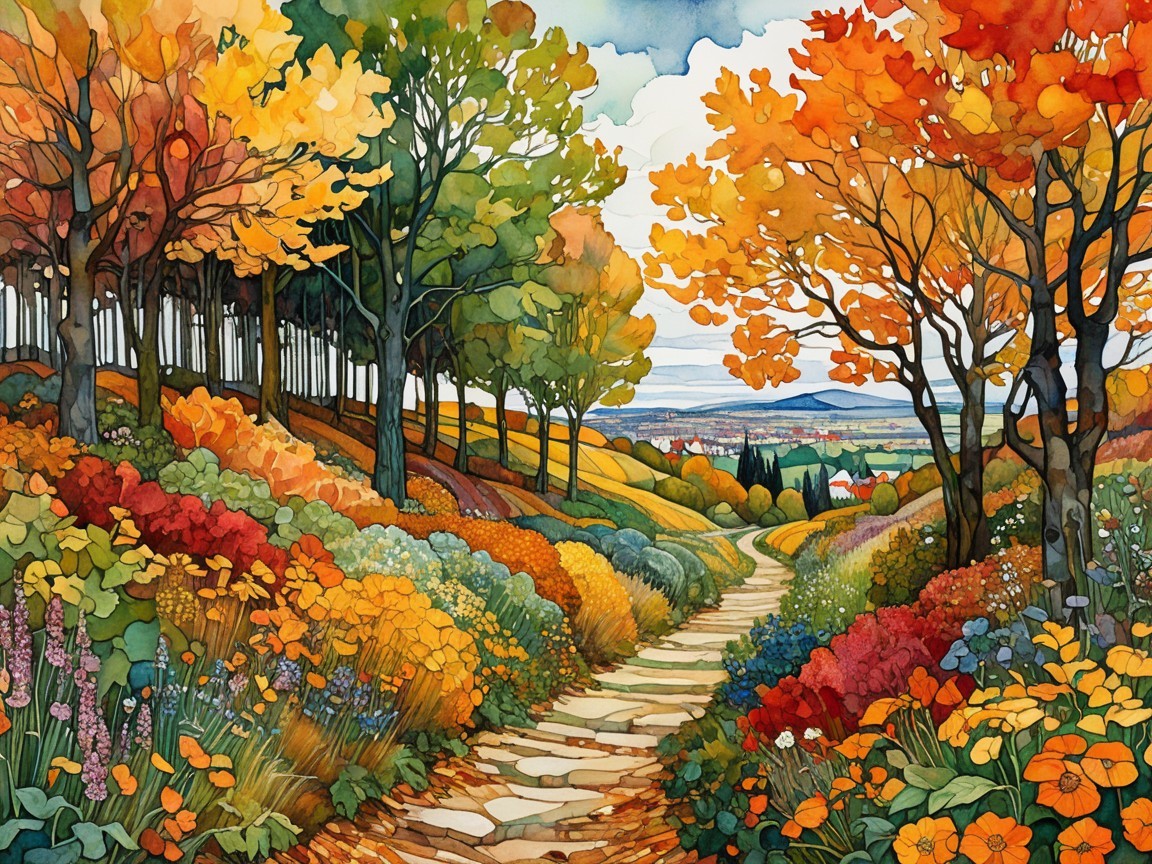 Vibrant Autumn Landscape with Multicolored Trees