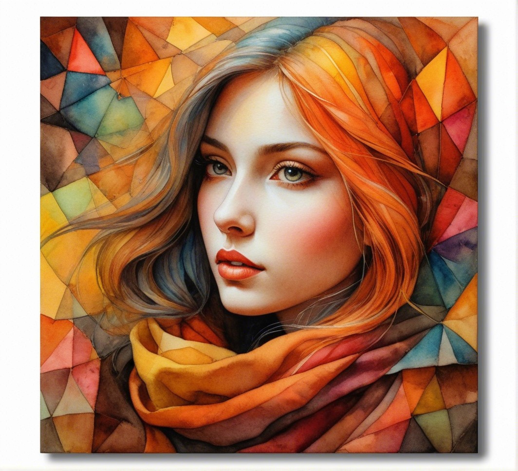 Portrait of a Young Woman with Colorful Hair and Background